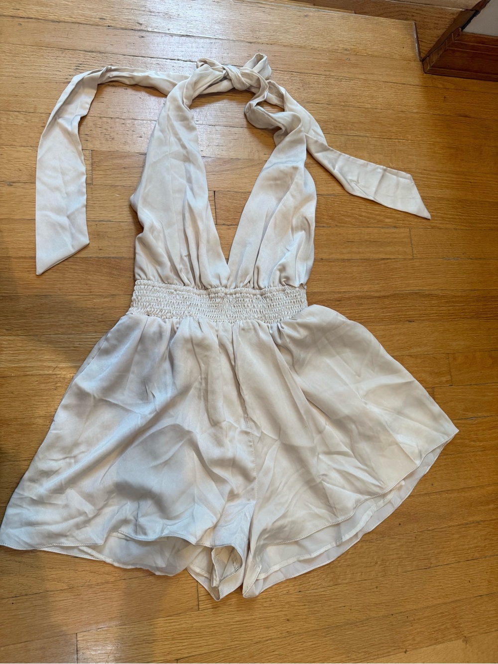 Do + Be Cream Halter One-Piece Romper